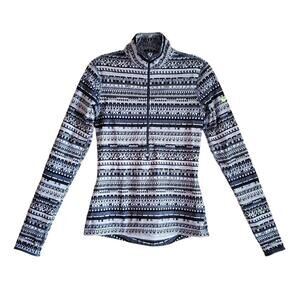 NIKE PRO Dri Fit Women's S Top 1/2 Zip Black Gray Mock Neck Fitted Logo